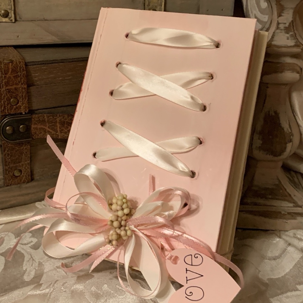 Book Bundle, Shabby Chic, Pink Corset Design, new Handmade